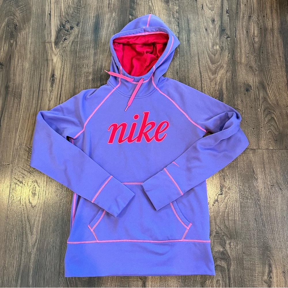 GUC Nike Women's Script Hoodie Therma-Fit Bright Purple & Pink, Size: M